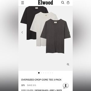 Elwood Core Tee 3 Pack (Vintage Black, Grey, White) size Small.